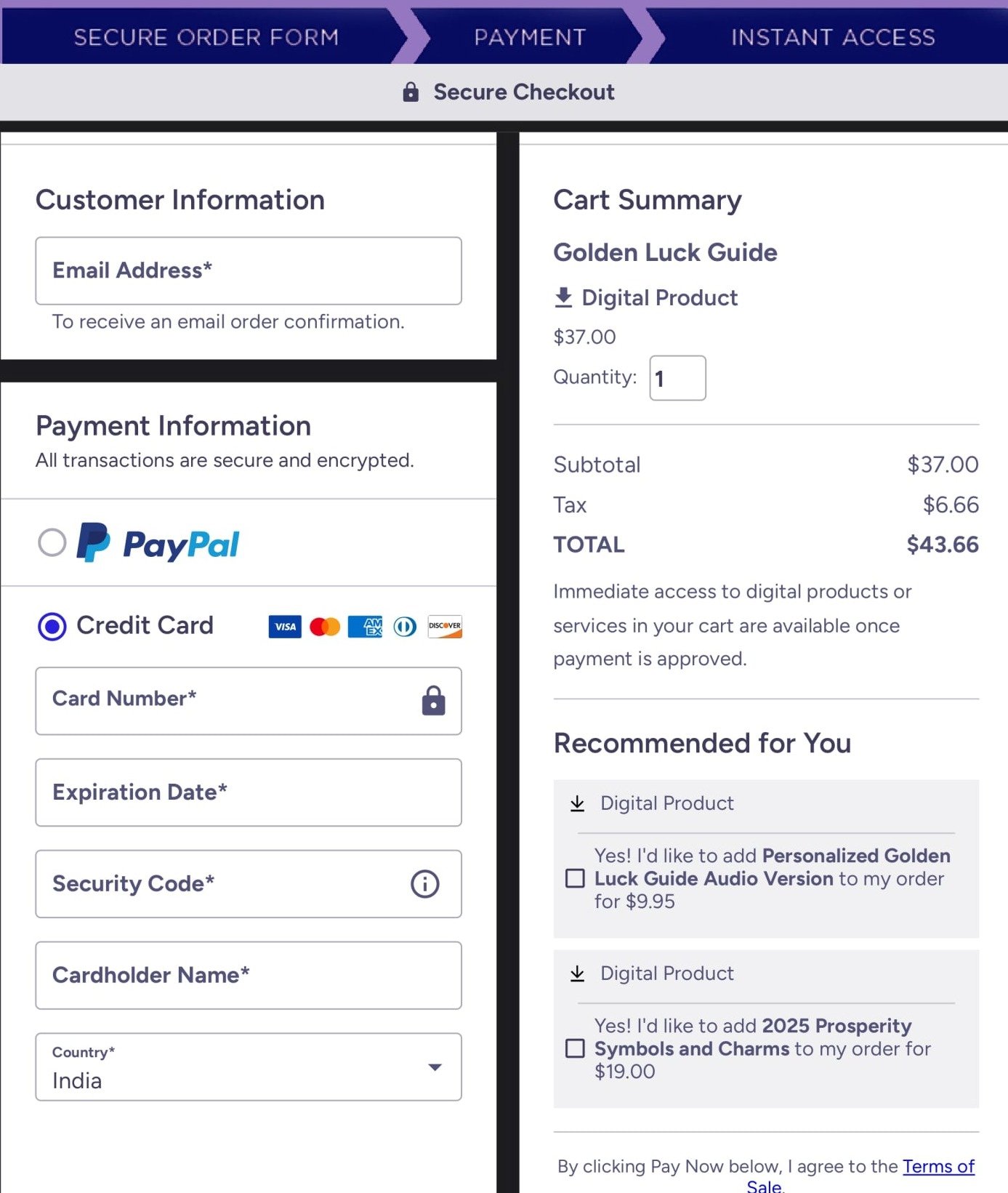 Your Astrology Language Checkout Page